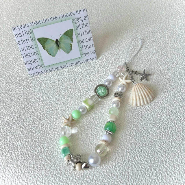 Alt view image 4 of 6 - Cute Shell Cell Phone Lanyard Strap Charms - Handmade Starfish Phone Charms for Women (Green)