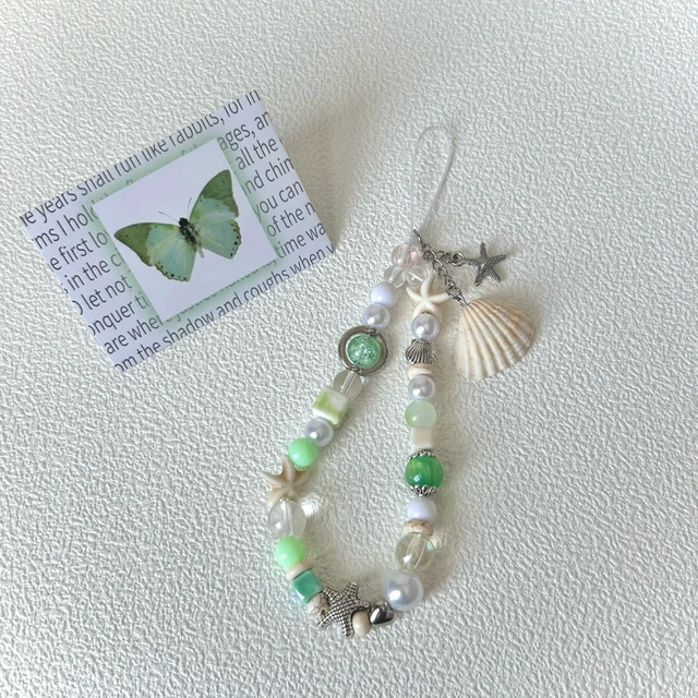 Alt view image 2 of 6 - Cute Shell Cell Phone Lanyard Strap Charms - Handmade Starfish Phone Charms for Women (Green)