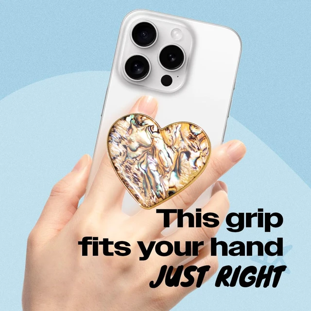 Alt view image 2 of 7 - Cute Natural Seashell Design Heart Shape Collapsible Mobile Phone Grip Stand Holder for Smartphone Tablet Cell Phone Accessory (Leopard)