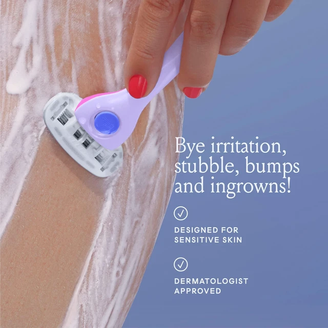 Alt view image 5 of 7 - Razors for Women, DreamPop - 1 Handle, 4 Refills & Magnetic Holder | 5 blade womens razors for sensitive skin, Surrounded by aloe shave soap, Ergonomic handle, Pivoting head, Magnetic Holder