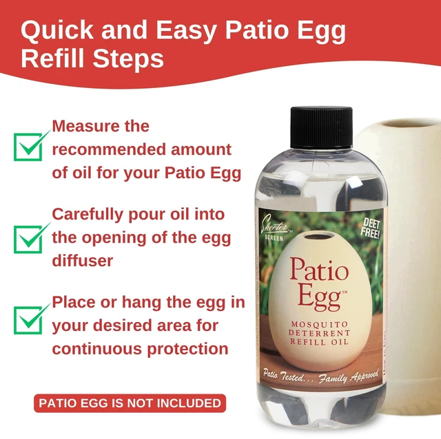 Alt view image 6 of 7 - Patio Egg Refill Oil 8 Fl Oz | Essential Oil Blend with Geraniol & Lemongrass Mosquito Deterrent Patio Egg Refill DEET-Free, Long-Lasting, Natural Scent