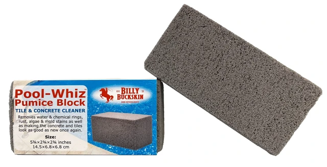 Alt view image 3 of 7 - Pool-Whiz Pumice Block, Pool Tile & Concrete Cleaner, Pumice Stone for Cleaning Pools, Spas & Water Features, Pool & Spa Cleaner, Pumice Block for Rust, Stains Build Up by Billy Buckskin Co. Pack of 1