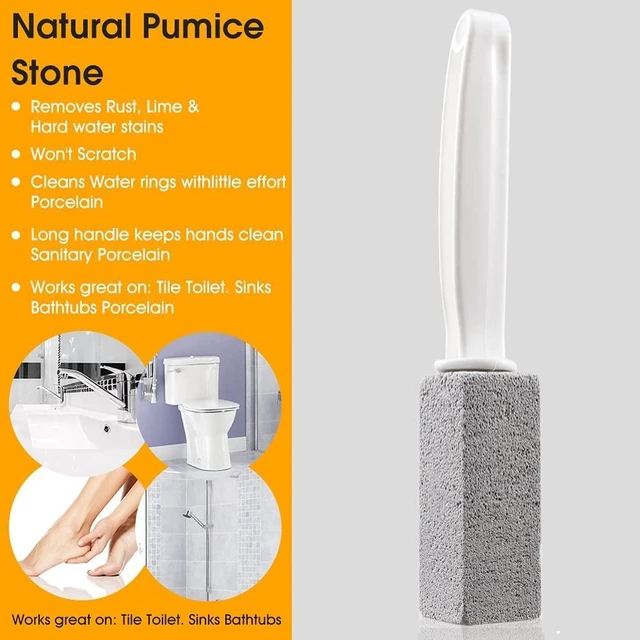 Alt view image 5 of 7 - 2 Pack Pumice Stone Toilet Cleaner with Handle, Hard Water Remove | Natural Pumice Stone Toilet Cleaner for Hard Water Stains, Toilet Rings, Rust & Limescale, Gentle on Porcelain Sink & Grill