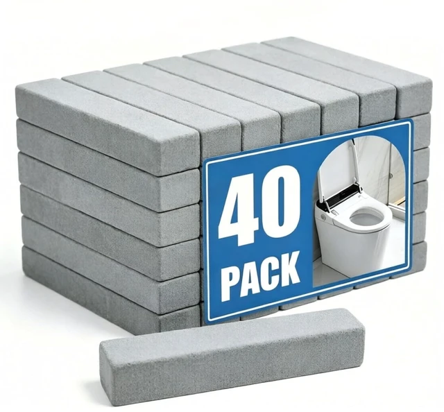 Main image of 40 Pack Pumice Stone Toilet Bowl Cleaner, Pumice Stone for Cleaning (Small) | Stick Hard Water Rings, Calcium Buildup & Stains, Safe for Bathroom, Sink, Tub, Grill, Oven, Pool Tile