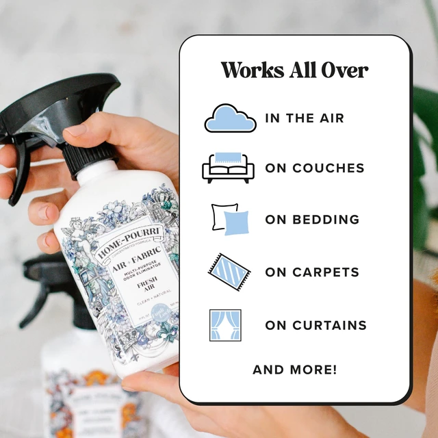 Alt view image 2 of 5 - Air + Fabric Odor Freshener Spray, Fresh Air, 11 Fl Oz | Multi-Purpose Room Deodorizer with Essential Oils, for Carpets, Couches, Bedding & Curtains, Up to 570 Uses