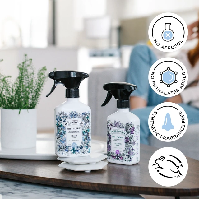 Alt view image 3 of 5 - Air + Fabric Odor Freshener Spray, Fresh Air, 11 Fl Oz | Multi-Purpose Room Deodorizer with Essential Oils, for Carpets, Couches, Bedding & Curtains, Up to 570 Uses