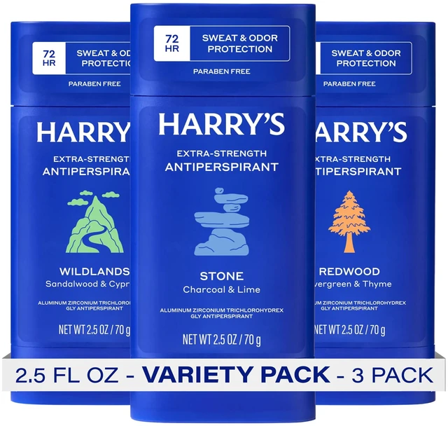 Main image of Extra-Strength Antiperspirant Deodorant - Variety - 2.5 oz (3 Pack) | Stone, Redwood, Wildlands - Sweat & Odor Control Antiperspirant for Men