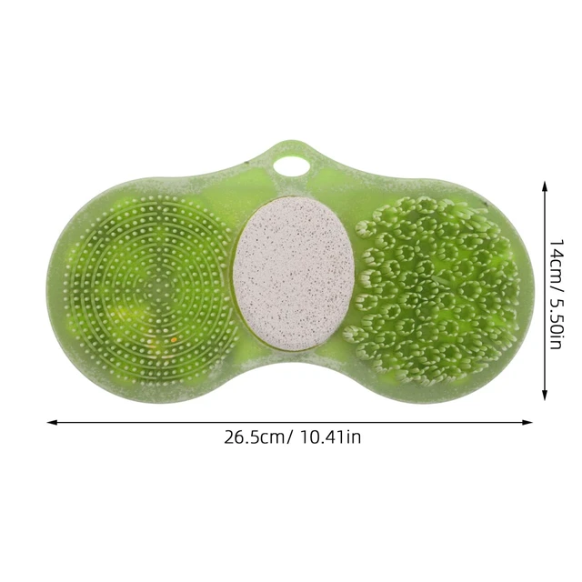 Alt view image 3 of 7 - Exfoliating Foot Scrubber Pumice Stone Silicone Foot Shower Cleaning Brush Massage Mat for Nail Shop Spa Bathroom Use - Light Green