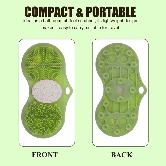 Alt view image 5 of 7 - Exfoliating Foot Scrubber Pumice Stone Silicone Foot Shower Cleaning Brush Massage Mat for Nail Shop Spa Bathroom Use - Light Green
