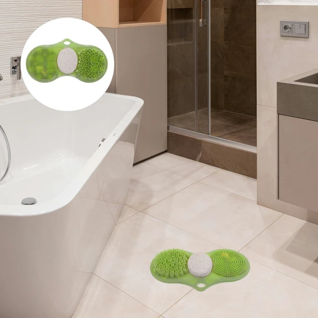 Alt view image 4 of 7 - Exfoliating Foot Scrubber Pumice Stone Silicone Foot Shower Cleaning Brush Massage Mat for Nail Shop Spa Bathroom Use - Light Green