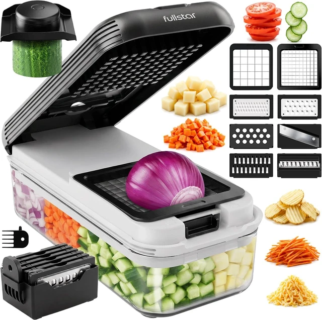 Main image of Essential Vegetable Chopper & Mandoline Slicer 8-in-1 Kitchen Tool | Multi-Blade Compact Food Chopper, 3-Cup Container, Veggie Slicer, Julienne, Dicer, Grater, Dishwasher Safe Kitchen Gadgets