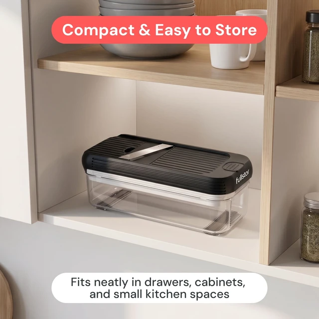 Alt view image 4 of 7 - Essential Vegetable Chopper & Mandoline Slicer 8-in-1 Kitchen Tool | Multi-Blade Compact Food Chopper, 3-Cup Container, Veggie Slicer, Julienne, Dicer, Grater, Dishwasher Safe Kitchen Gadgets