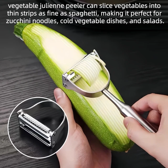 Alt view image 5 of 7 - 2 in 1 Stainless Steel Julienne Vegetable Peeler | veggie noodle peeler for potato cabbagecarrotcucumberfruit.Dual-function: peels and julienne shreds