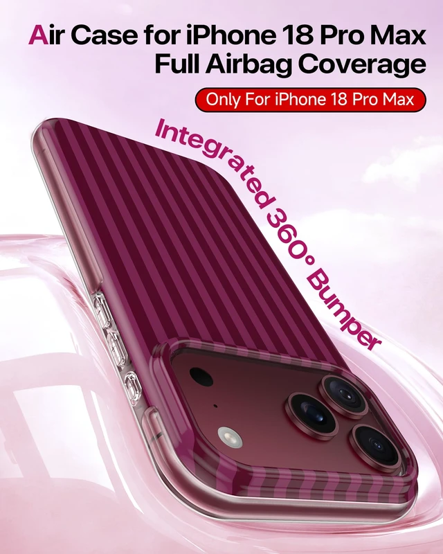 Alt view image 2 of 7 - for iPhone 18 Pro Max/iPhone 17 Pro Max Case 6.9"Cute Striped Case Burgundy | Compatible with MagSafe Phone Case for Women Girls with Screen Protector Shockproof Protective Soft TPU Slim Phone Cover