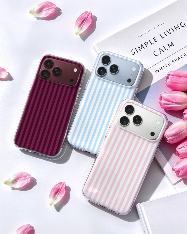 Alt view image 3 of 7 - for iPhone 18 Pro Max/iPhone 17 Pro Max Case 6.9"Cute Striped Case Burgundy | Compatible with MagSafe Phone Case for Women Girls with Screen Protector Shockproof Protective Soft TPU Slim Phone Cover