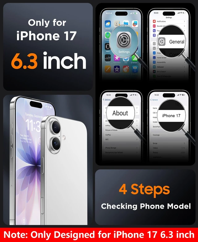 Alt view image 2 of 7 - Magnetic for iPhone 17 Case,Black | Translucent Matte Case with 2PCS Tempered Glass Screen Protector Drop Protection Anti-scratched Slim Phone Case