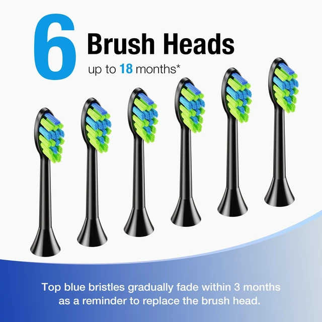 Alt view image 6 of 7 - Sonic Electric Toothbrush for Adults,Type-C Charging Run for 120 Days | 6 Brush Heads & 5 Modes, 40000VPM Powered Rechargeable Toothbrush, Smart Timer, IPX7 Waterproof, Travel&Home Use, Black