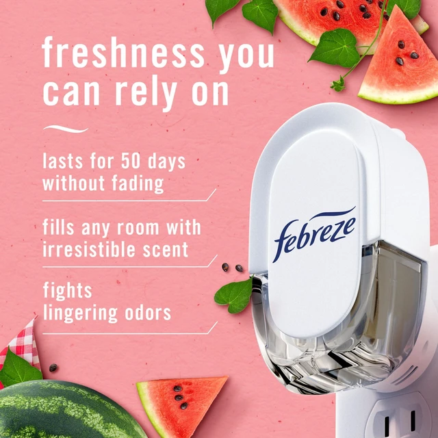 Alt view image 2 of 7 - Odor-Fighting Fade Defy PLUG Air Freshener, Southern Lilac Mornings, Sweet Watermelon Vine, Pack of 4 (2 of Each), .79 fl. oz. Oil Refill