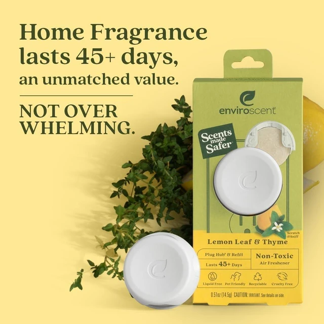 Alt view image 4 of 6 - Non-Toxic* Air Freshener Plug-In Plug Hub® Kit for Home, 1 Pack | Non-Toxic* Air Freshener w/ Lemon Leaf & Thyme Scent | Fits Standard Outlets for Daily Use | Pet-Friendly w/ Paper Refill