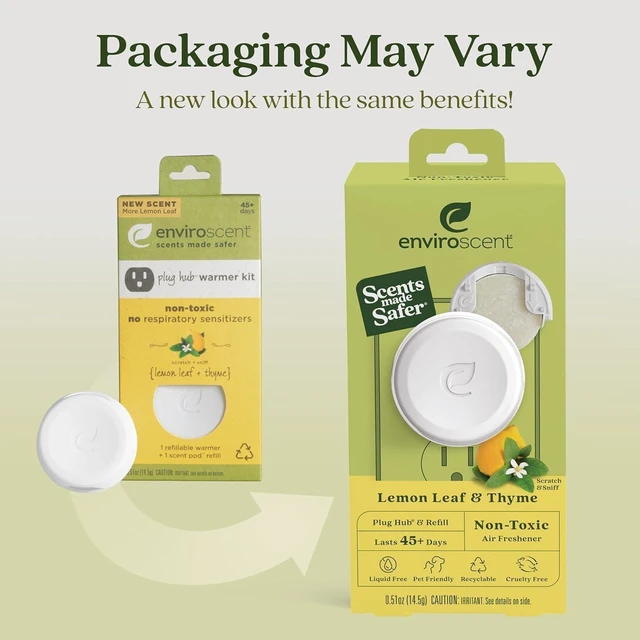 Alt view image 6 of 6 - Non-Toxic* Air Freshener Plug-In Plug Hub® Kit for Home, 1 Pack | Non-Toxic* Air Freshener w/ Lemon Leaf & Thyme Scent | Fits Standard Outlets for Daily Use | Pet-Friendly w/ Paper Refill