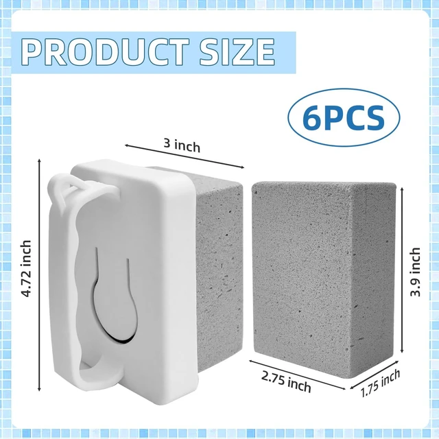 Alt view image 2 of 7 - 6 Pack Pool Pumice Stones with Handle, Handheld Replacement Cleaning Blocks for Pool Tiles, Spa, Grout, and Concrete Stain Removal
