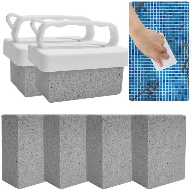 Main image of 6 Pack Pool Pumice Stones with Handle, Handheld Replacement Cleaning Blocks for Pool Tiles, Spa, Grout, and Concrete Stain Removal
