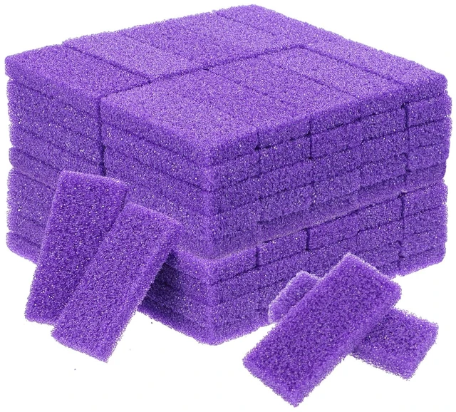 Main image of 100pcs Foot Pumice Stone Bulk,Exfoliating Disposable Foot Pumice Stones,Feet Callus Remover Pedicure Tool,Purple Cleaning Stone Sponge,Double-Sided Scrub Feet Brush Heel Cuticle Bath Spa