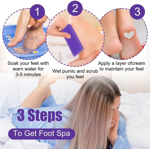 Alt view image 3 of 7 - 100pcs Foot Pumice Stone Bulk,Exfoliating Disposable Foot Pumice Stones,Feet Callus Remover Pedicure Tool,Purple Cleaning Stone Sponge,Double-Sided Scrub Feet Brush Heel Cuticle Bath Spa