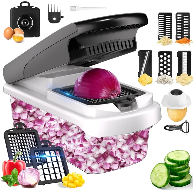 Main image of Vegetable Chopper Mandoline Slicer, 15-in-1 Food Veggie Chopper | Cheese Grater, Onion & Vegetable Cutter with Large Container, Dicer, Kitchen Gadgets & Essentials, White