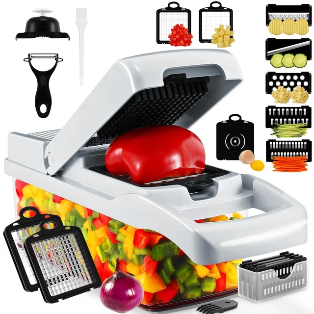 Main image of Professional Compact Vegetable Chopper, Veggie Chopper, Chopper Vegetable Cutter, Veggie Chopper with Container, Mandoline Slicer Dicer 9 Inserts