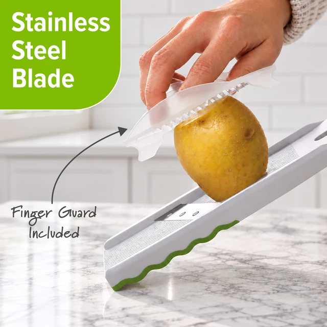 Alt view image 5 of 7 - Adjust-A-Slice Mandoline Slicer with Adjustable Thickness | Perfect for Vegetables, Fruits, and More, Includes Hand Guard and Non-Slip Base, Compact Space-Saving Design For Easy Storage
