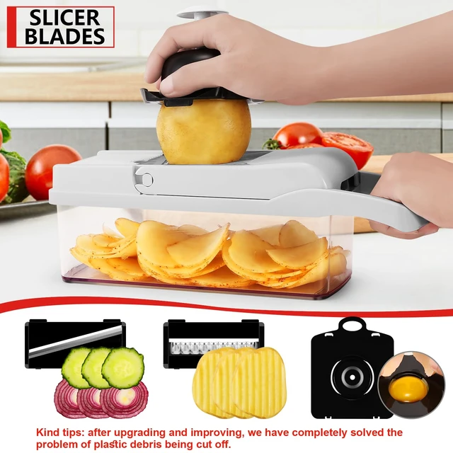Alt view image 4 of 7 - Professional Compact Vegetable Chopper, Veggie Chopper, Chopper Vegetable Cutter, Veggie Chopper with Container, Mandoline Slicer Dicer 9 Inserts
