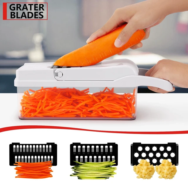 Alt view image 5 of 7 - Professional Compact Vegetable Chopper, Veggie Chopper, Chopper Vegetable Cutter, Veggie Chopper with Container, Mandoline Slicer Dicer 9 Inserts