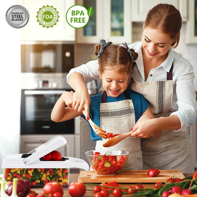 Alt view image 7 of 7 - Professional Compact Vegetable Chopper, Veggie Chopper, Chopper Vegetable Cutter, Veggie Chopper with Container, Mandoline Slicer Dicer 9 Inserts