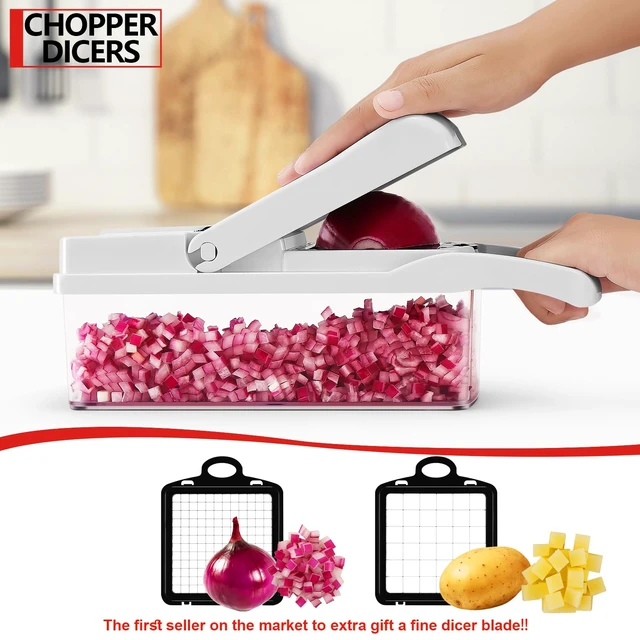 Alt view image 3 of 7 - Professional Compact Vegetable Chopper, Veggie Chopper, Chopper Vegetable Cutter, Veggie Chopper with Container, Mandoline Slicer Dicer 9 Inserts