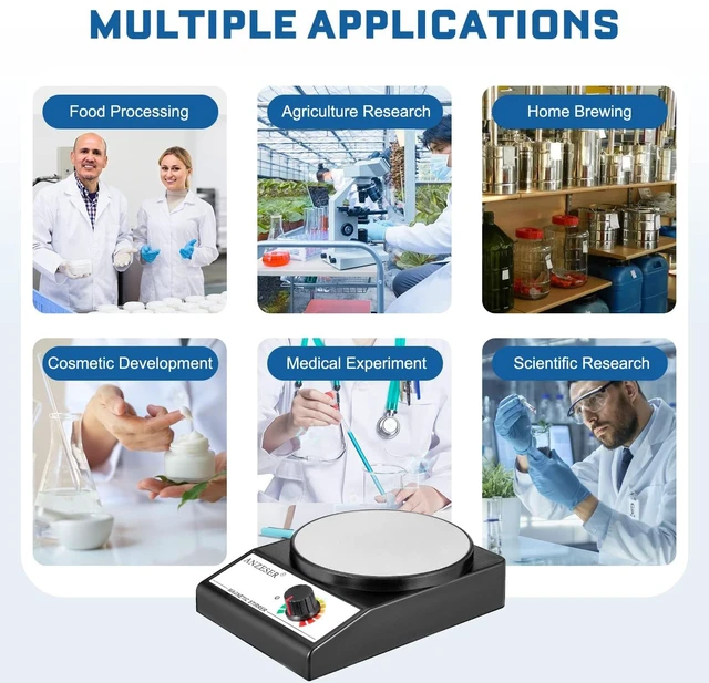 Alt view image 6 of 7 - Magnetic Stirrer Set Corrosion-Resistant Magnetic Stir Plate (Non-Heating) | with Stir Bar Retriever, with 4 Stir Bars, Max 3000 mL Stirring Capacity Magnetic Mixer, Max 3000 RPM Lab Stirrer