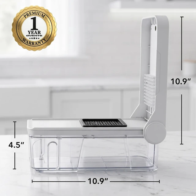 Alt view image 5 of 7 - 7-in-1 Vegetable Chopper and Mandoline Slicer, White MD71W | With 7 Interchangeable Blades and Safety Gloves, Multifunctional Kitchen Gadget for Fruit, Onion, Potato, Cucumber & More