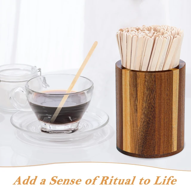 Alt view image 6 of 7 - 500 Pcs Acacia Wood Coffee Stirrer and Holder Set 5.5 Inch Coffee Stir Sticks Wood Coffee Stirrers Holder Disposable Espresso Stir Sticks Beverage Stirrers Coffee Station Accessories for Coffee Bar