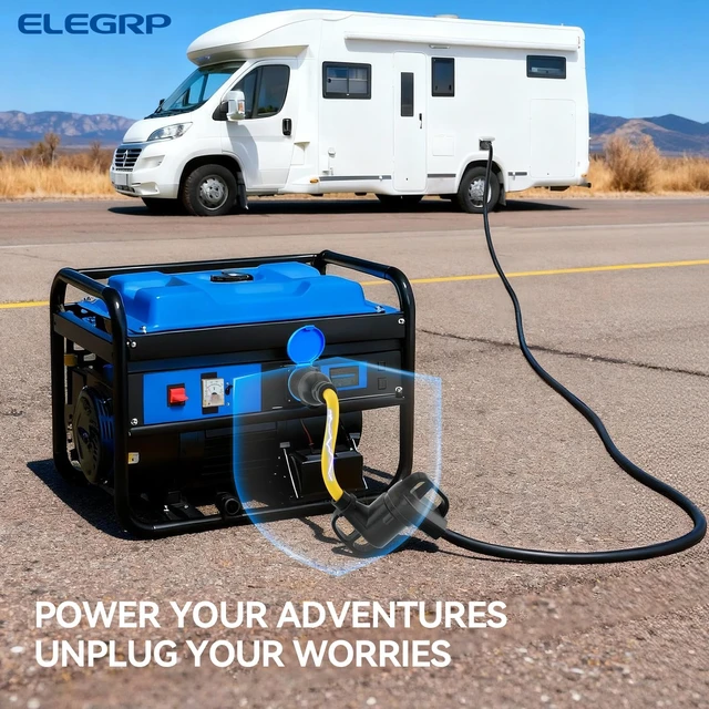 Alt view image 6 of 6 - 30 Amp Generator Adapter Cord, NEMA L5-30P to TT-30R Generator to RV Adapter, 3 Prong Twist Lock Male to RV Female Receptacle, Heavy Duty Dogbone Electrical Converter for Travel Trailer Camper