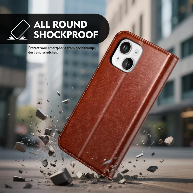 Alt view image 5 of 7 - for iPhone 14 Wallet Case with Card Holder,Brown | Magnetic Clasp,RFID Blocking,PU Leather,Flip Folio Shockproof Phone Cover,with Credit Card Slots & Kickstand for Men & Women
