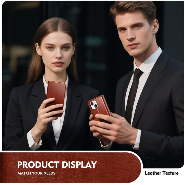 Alt view image 4 of 7 - for iPhone 14 Wallet Case with Card Holder,Brown | Magnetic Clasp,RFID Blocking,PU Leather,Flip Folio Shockproof Phone Cover,with Credit Card Slots & Kickstand for Men & Women