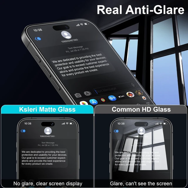 Alt view image 2 of 7 - 2+1 Pack for iPhone 18 Pro Matte Glass Screen Protector | Face ID Compatible, 6.3, 4X Stronger Tempered Glass, Anti-Glare Anti-Fingerprint, 1 Set Camera Lens Protector, Auto Fit Box