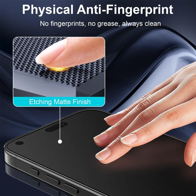 Alt view image 3 of 7 - 2+1 Pack for iPhone 18 Pro Matte Glass Screen Protector | Face ID Compatible, 6.3, 4X Stronger Tempered Glass, Anti-Glare Anti-Fingerprint, 1 Set Camera Lens Protector, Auto Fit Box
