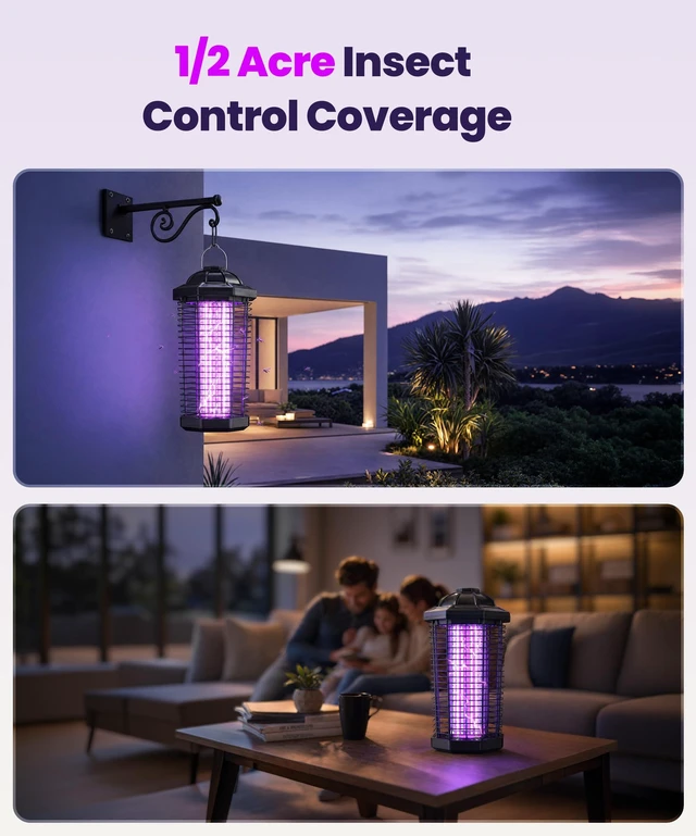 Alt view image 5 of 6 - Bug Zapper Indoor Outdoor, Fly Trap Mosquito Trap with 4200V High-Voltage Grid & 6.5 ft Power Cord, Mosquito Zapper, Fly Killer & Fly Zapper with Replaceable Lamp Tube