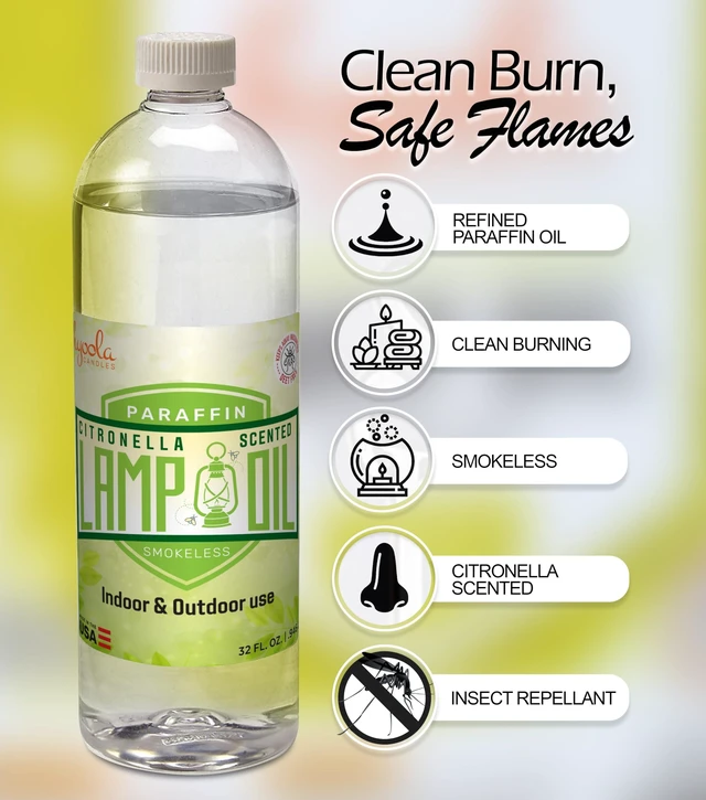 Alt view image 2 of 7 - Citronella Lamp Oil, 32 Ounces - Smokeless Insect and Mosquito Repellent Scented Paraffin Fluid for Indoor and Outdoor Lamp, Lantern and Oil Candle Use - by