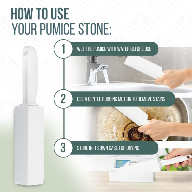 Alt view image 4 of 6 - Pumice Stone Toilet Bowl Cleaner with Handle (2-pack) - A Solution for Hard Water Stains on Toilets, Grills, Tiles, Grout & Pools