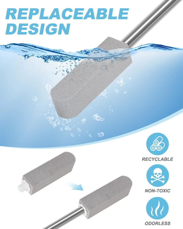 Alt view image 5 of 7 - 6 Pack Pumice Stone Toilet Bowl Cleaner | 22" Stainless Handle Hard Water Stains Remover, Extra Long Pumice Brush for Toilet, Sink, Pool, Tile, Grill