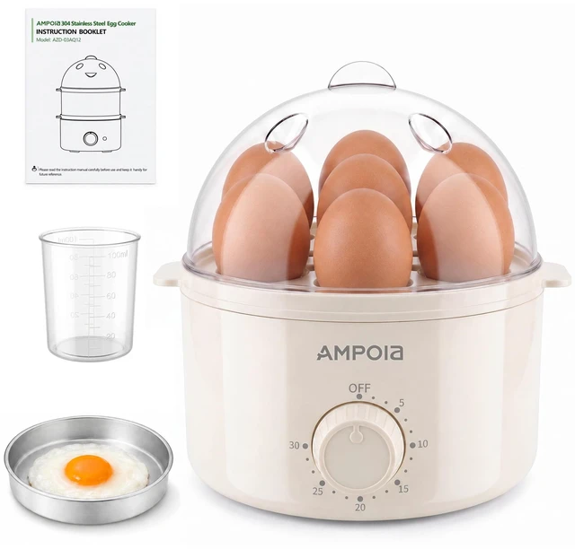 Main image of 350W Rapid Egg Cooker with 30 Min Timer, 7 Hard Boiled Eggs, Beige | Electric Egg Boiler for Soft Medium Hard Boiled, Egg Steamer with Auto Shut-Off, Dishwasher Safe, BPA Free, Measuring Cup