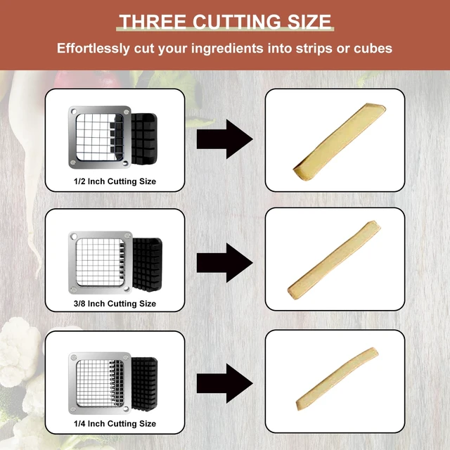 Alt view image 3 of 7 - Commercial Vegetable Replacement Chopper 3/8 Blade | Replacement Chopper Dicer Stainless Steel Blade and Pusher Block for Fruit Cutting Machine Tomato onion French Fries Cutter