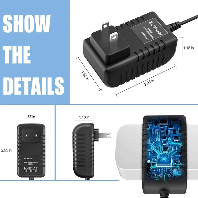 Alt view image 3 of 6 - 8.4V AC/DC Adapter Compatible with Fascial Gun GB-820 Massage Gun KH-320 6 Level Vibration BinNiao HULKBUZZ 7.4V Lithium Ion 7.4 Volt Battery Electric Massager DC8.4V 1A Power Supply Charger